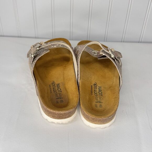 NAOT Santa Barbara Sz 9 Leather Slide w Buckle  Metallic Mosaic Snake Colorful - Picture 5 of 8